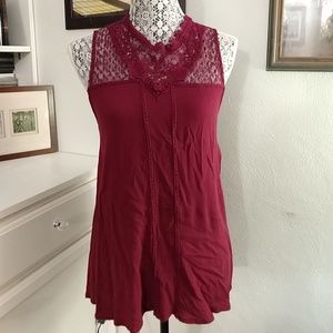 Mixed media sleeveless blouse